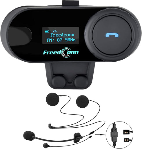 FreedConn Motorcycle Helmet Bluetooth Intercom Kit, TCOM-SC Motorbike Helmet Intercom Interphone Headset, for 2 or 3 Riders, LCD Screen/FM Radio/Mobile phone/MP3/GPS Connective/Range 800m(1 Pack)