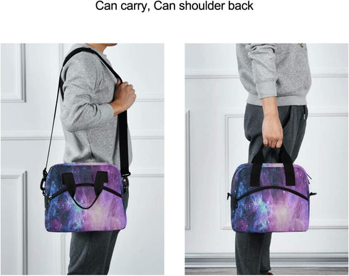 Green Purple Galaxy Space Lunch Bags for Women Nebula Star Lunch Tote Bag Lunch Box Water-resistant Thermal Cooler Bag Lunch Organizer for Working Picnic Beach Sporting