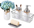 Mason Jar Bathroom Set?5 PCS?- Soap Dispenser, Toothbrush Holder & Flower Vase,Storage Organizer Basket & Soap Dish ,Vanity Organizer Bathroom Kitchen Farmhouse D©cor (5, Brushed Nickel)