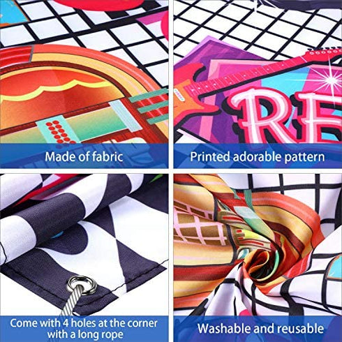 50's Theme Party Decorations Rock and Roll Party Backdrop Party Banner Classic 50s Backdrop Banner for 1950's Party Decorations, 72.8 x 43.3 Inch