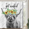 Cow Shower Curtain, Farmhouse Highland Cow Shower Curtain Funny Farm Animal Cattle Bull Cow Floral on Marble Fabric Shower Curtain Get Naked Shower Curtain Country Bathroom Set with Hooks, 72X72 Inch