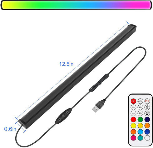 ABCidy Under Monitor Light Bar, RGBIC Screenbar Light Desk Lamp Computer, Dimmable LED with Dynamic Rainbow Effect, Gaming USB Powered, Remote Control Color Changing, Adjustable Brightness and Speed