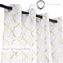Kotile White Sheer Window Curtains Set of 2 Panels - Gold Moroccan Tile Lattice Pattern Drapes for Living Room, 52 x 95 Inch