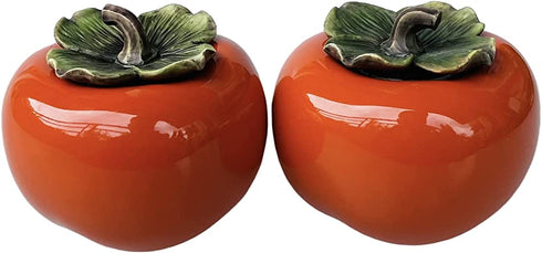 2 PackCeramic tea Storage Container Tea tins,Tea Seal Jar and well-made cute Persimmon Canister, Tea caddy with Lid Kitchen be a suitable container for loose tea, herbs, spices, salt