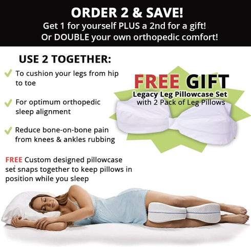 Contour Legacy Leg & Knee Foam Support Pillow - Soothing Pain Relief for Sciatica, Back, Hips, Knees, Joints - As Seen on TV