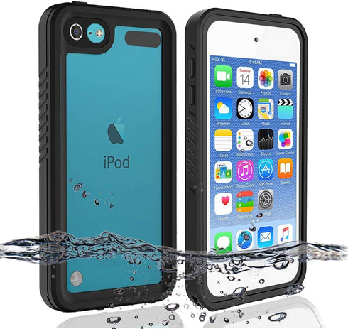 iPod 5 iPod 6 iPod 7 Waterproof Case, Re-Sport Shockproof Dustproof Snowproof Full-Body Protective Case Cover Built-in Screen Protector Compatible iPod Touch 5th/6th/7th - Black