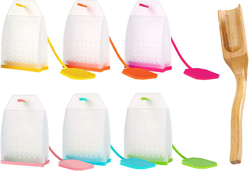 6 Pack Silicone Tea Infuser, Reusable Loose Leaf Tea Bags Strainer Filter with Spoon