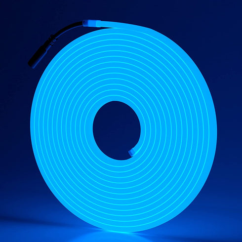 SHUXAG Neon Lights, 16.4ft/5m Led Rope Lights for Bedroom, 12V DC Flexible Led Strip Lights Waterproof Neon Flex, Silicone Blue Decor for Indoor Outdoor Home Patio Room Kithchen(NO Power Adapter)