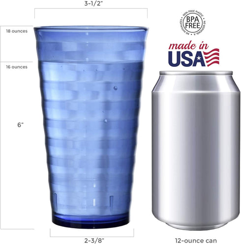 Splash 18-ounce Plastic Tumblers | Value set of 16 in 4 Coastal Colors