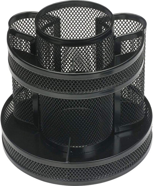 1InTheOffice 10-Compartment Rotating Desk Organizer, Scissor Rack (Mesh)