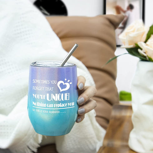 Valentines Day Gifts for Her, Insulated Wine Tumbler Birthday Gifts for Women, 12oz Stainless Stell Wine Tumbler with Sayings for Women, Sister, Mom, Friends, Wife, Grandma