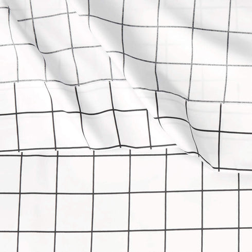 Amazon Basics Soft Microfiber Sheet Set with Elastic Pockets - Full, Black Grid