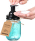 Mason Jar Bathroom Accessories Set 4 Pack - Foaming Soap Dispenser&2 Qtip Holders&Toothbrush Holder-Rustic Farmhouse Decor Bathroom Organizer Apothecary Jar Country Countertop (Black)
