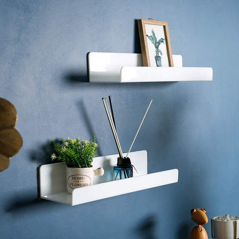 IEEK 15 Inch White Floating Wall Shelf,Modern Picture Display Ledge and Wall Book Shelves for Kids Room,Wall Storage Rack for Bedroom/Living Room/Office,Set of 3