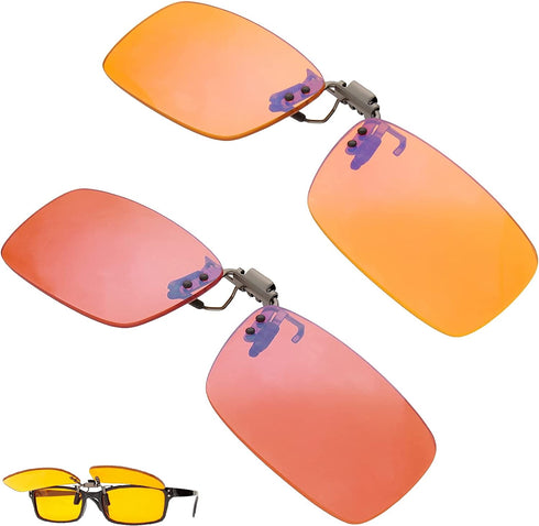 BRADDELL OPTICS Anti Glare FL-41 Rose & FL-500 Amber Blue Blocking Clip-on Computer Reading Glasses for Migraine Light Sensitivity, Photophobia and Fluorescent LED Lighting (Standard)