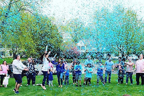 Gender Reveal Confetti Cannon Poppers (2 Pack Blue) Gender Reveal Surprise - Biodegradable Confetti