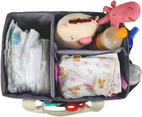 KENBO Baby Diaper Caddy Organizer with Changeable Compartments, Collapsible Nursery Storage Bin for Infant Shower, Portable Tote Bag for Baby Wipes (Gray)