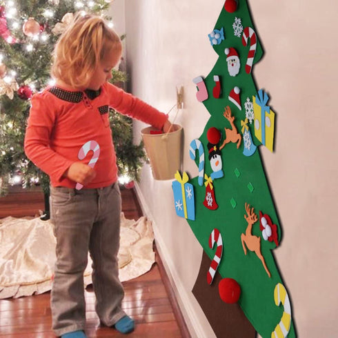 OurWarm DIY Felt Christmas Tree Set with Ornaments for Kids, Xmas Gifts, New Year Door Wall Hanging Decorations
