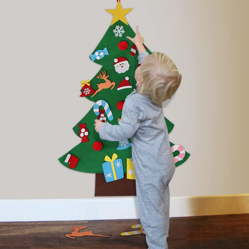 OurWarm DIY Felt Christmas Tree Set with Ornaments for Kids, Xmas Gifts, New Year Door Wall Hanging Decorations