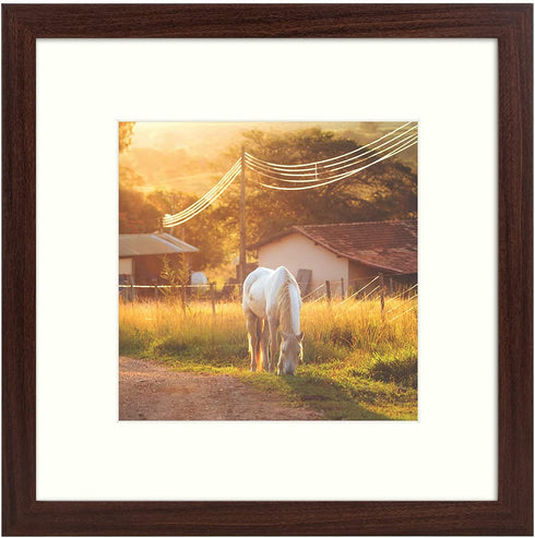 AUEAR, 12x12 Picture Frame, Display Pictures 8x8 with Mat or 12x12 Poster Frame Gallery Wall Photo Frame with Real Glass (Mahogany, 1-Pack)