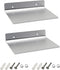 SinLoon 6 Inch Small Shelf in Flat Satin Aluminum Bathroom Shelf Wall Mount for Small Speaker Smartphone, Tablet, Toiletries Silver 2 Pack