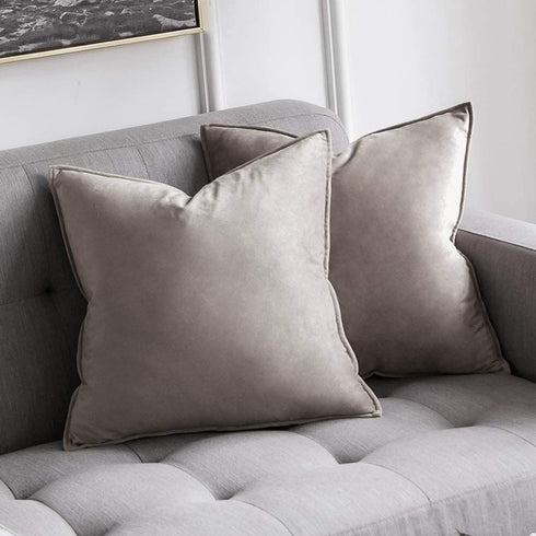 MIULEE Pack of 2 Decorative Velvet Throw Pillow Covers Soft Pillowcase Cozy Soft Square Cushion Coverss Case for Sofa Couch Bedroom Home Decor 22x22 Inch Mix Pink and Grey