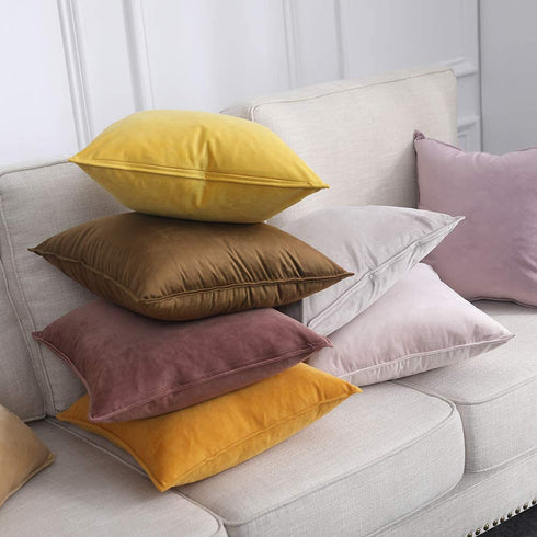 MIULEE Pack of 2 Decorative Velvet Throw Pillow Cover Soft Jam Pillow Cover Soild Square Cushion Case for Sofa Bedroom Car 18x 18 Inch 45x 45cm