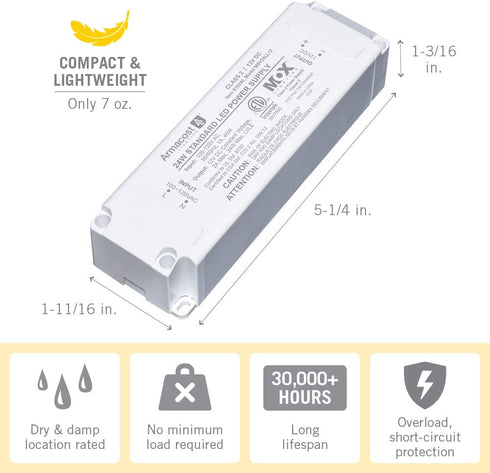 Armacost Lighting 810240 12 Volt LED Power Supply, 24 Watt, White