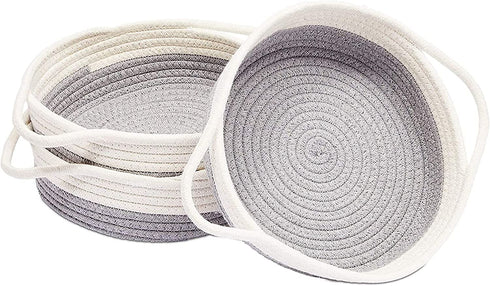 Juvale Grey Woven Basket Set with Handles (9.8 x 8.7 x 2.8 in, 3 Pack)
