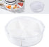 Round Plastic Divided Serving Tray with Lids, Snack fruit tray, 5 Compartment Round Food Storage Lunch Organizer, food storage lunch storage box, vegetarian candy snack party appetizer tray