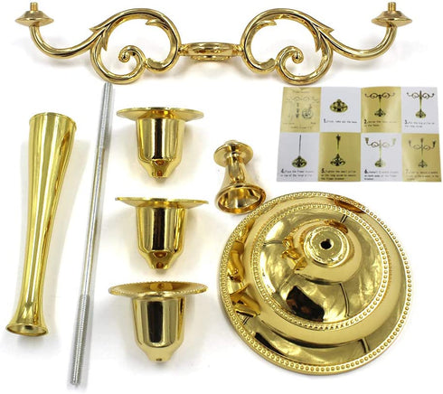 WEISIPU 3 Arms Candle Holder Metal Pillar Candle Stick Wedding Event Candelabra (Gold)