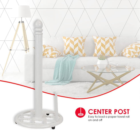 Home Basics Lattice Collection Cast Iron Paper Towel Holder (White)