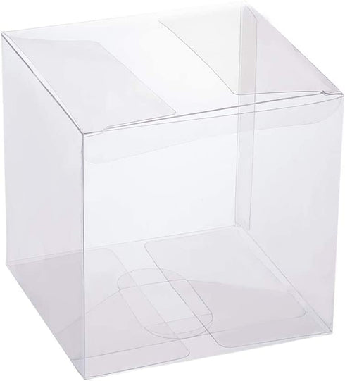 BENECREAT 30 Pack 3.5x3.5x3.5 Inches Clear Plastic Party Favor Box for Valentine's Day Choclates and Wedding Party Candy Cookies Favors