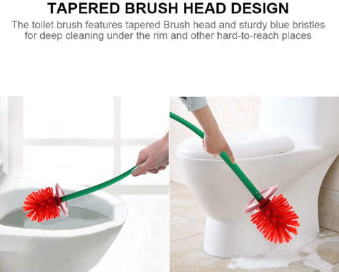 Creative Toilet Brush with Holder Bowl&Long Handle, Household Bathroom Cleaning Tool Cleaner and Base for Storage&Organization, Thick Bristle for Deep Clean-Rust Resistant Leakproof-Red Cherry Shape