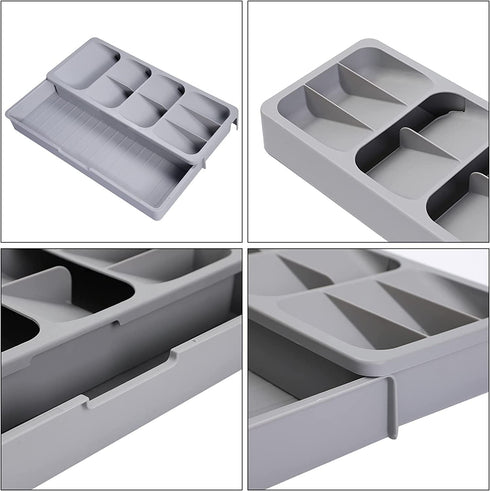 Silverware Organizer Storage Tray, Cutlery Expandable Organizer, Multipurpose Kitchen Drawer Organizer for Kitchen Drawer Spoon Knife and Fork Holding Flatware