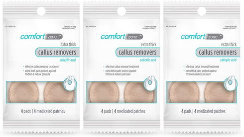 Comfort Zone Extra Thick Callus Remover, Effectively Removes Calluses and Protects Against Friction, 4 Count (Pack of 3)