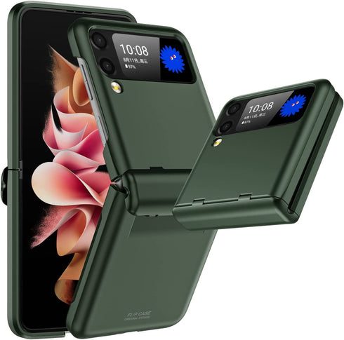 Vizvera for Samsung Galaxy Z Flip 3 Case with Hinge Protection (2021)- Z Flip 3 Armor Case- Silicone All-Inclusive Shockproof Case for Galaxy Z Flip 3(Green)