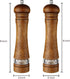 2-Piece Salt and Pepper Grinder Set, 8 Inch Wooden Salt and Pepper Mills with Adjustable Coarseness, Refillable Manual Pepper Mill Grinder for Home Cooks (Brown)