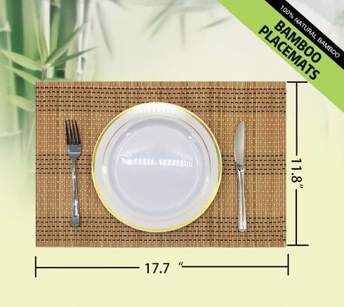 ANDSTAR Set of 8 Pcs Bamboo Placemats Natural Anti-Slip Bamboo Placemats Washable Heat-Resistant Table Mats for Dining Room and Kitchen (Brown+White+Black)