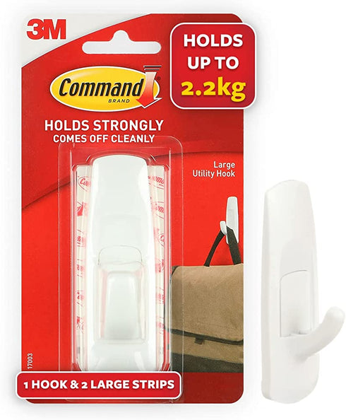 Command Large Utility Hook, White, 1-Hook, 6-Pack, Organize Damage-Free