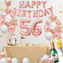 Fancypartyshop 56th Birthday Decorations - Rose Gold Happy Birthday Banner and Sash with Number 56 Balloons Latex Confetti balloons Ideal for Girl and Women 56 Years Old Birthday Rose Gold