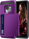 Vofolen Cover for Galaxy S9 Case Wallet Card Slot Holder Sliding Hidden ID Pocket Dual Layer Heavy Duty Protection Rugged Hard Shell TPU Bumper Armor Protective Case for Samsung Galaxy S9 (Purple)