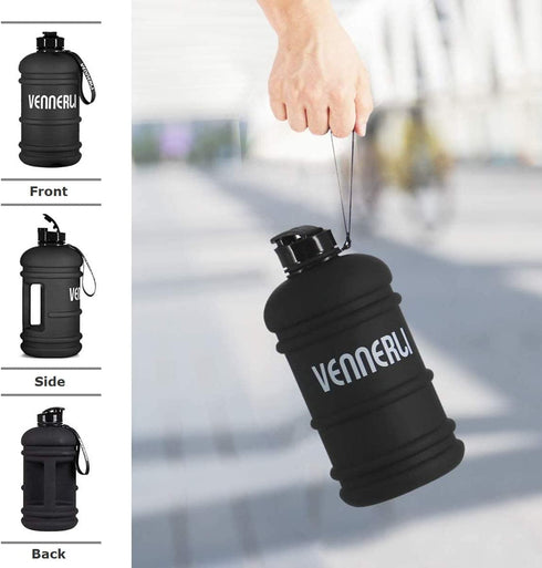 VENNERLI Half Gallon Water Bottle 2.2L Large Sports Water Bottle with Handle 74oz BPA-free Reusable Plastic Water Jugs Leakproof Hydro Bottle for Gym Yoga Travel Camping Cycling Outdoor Sports