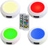 HONWELL Push Light Colored Puck Lights Remote Controlled Battery Operated RGB Fairy Lights Wireless Touch Lights Tap Light Dimmable Closet Cabinet Lights, Stick Voice Level Lights Classroom