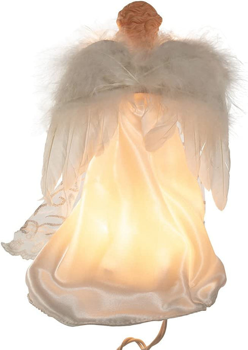 Kurt Adler UL 10-Light Angel Treetop, 9-Inch, White/Silver