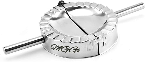 MGGi 2Pcs Stainless Steel Ravioli Mold Pierogi Dumpling Maker,X-Large Size 5" Goya Empanada Press Mold,Ravioli Mould Crimper,Wonton Wraper Dough Cutter,for Pie Ravioli Dumpling Pastry,With long handle