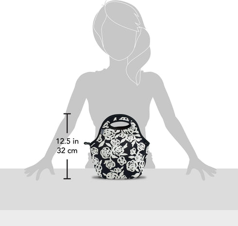 BUILT Gourmet Getaway Soft Neoprene Lunch Tote Bag-Lightweight, Insulated and Reusable, One Size, Garden Rose