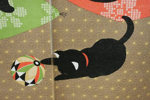 Made in Japan Noren Curtain Tapestry Japanese Black Cats
