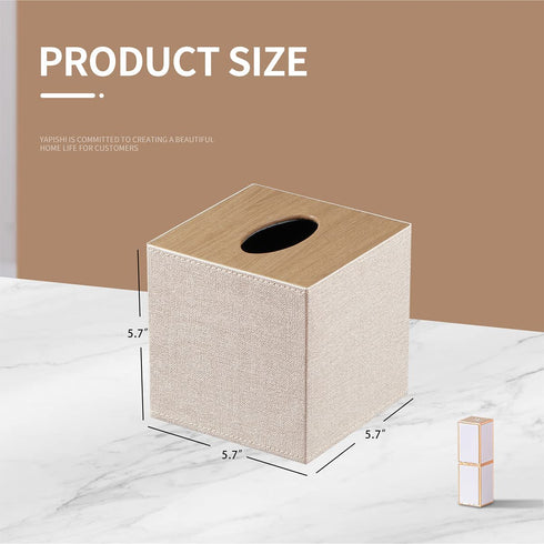 Tissue Box Cover Square, Upgrade 99% Compatible Large Size, Modern Tissue Box Holder for Napkin Facial Paper, Leather Dryer Sheet Dispenser Organizer for Bathroom Vanity Countertop, Night Stand