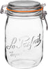 Le Parfait Super Jar - 1L French Glass Canning Jar w/Round Body, Airtight Rubber Seal & Glass Lid, 32oz/Quart (Single Jar) Stainless Wire